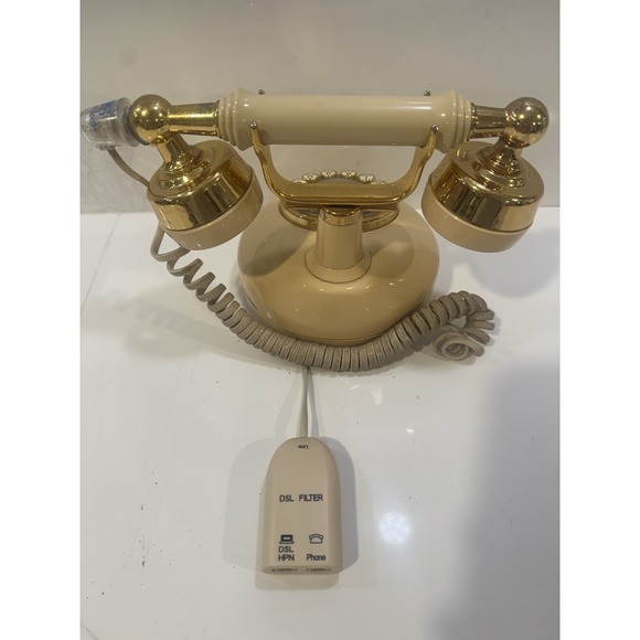 Vintage Western Electric French Style Push Button Telephone in Cream & Gold - Picture 7 of 8